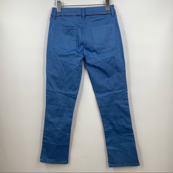 Tory Burch || Jodie Jeans in Rinse Wash Ric Rac Knit Trim 25 - Picture 4 of 10